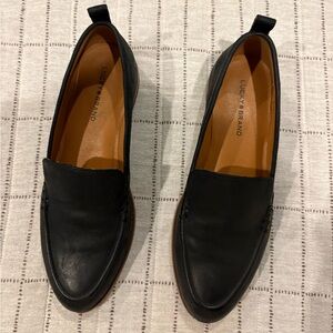 Women’s Lucky Brand Black Leather Slip-On Loafers size 8
